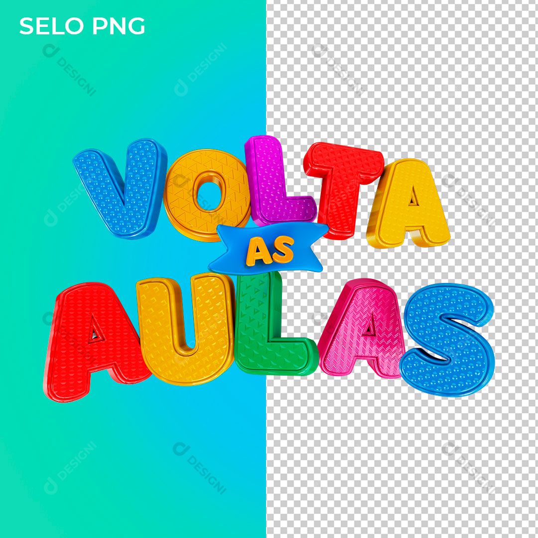 Volta às Aulas Selo 3D Para Composição PNG Transparente