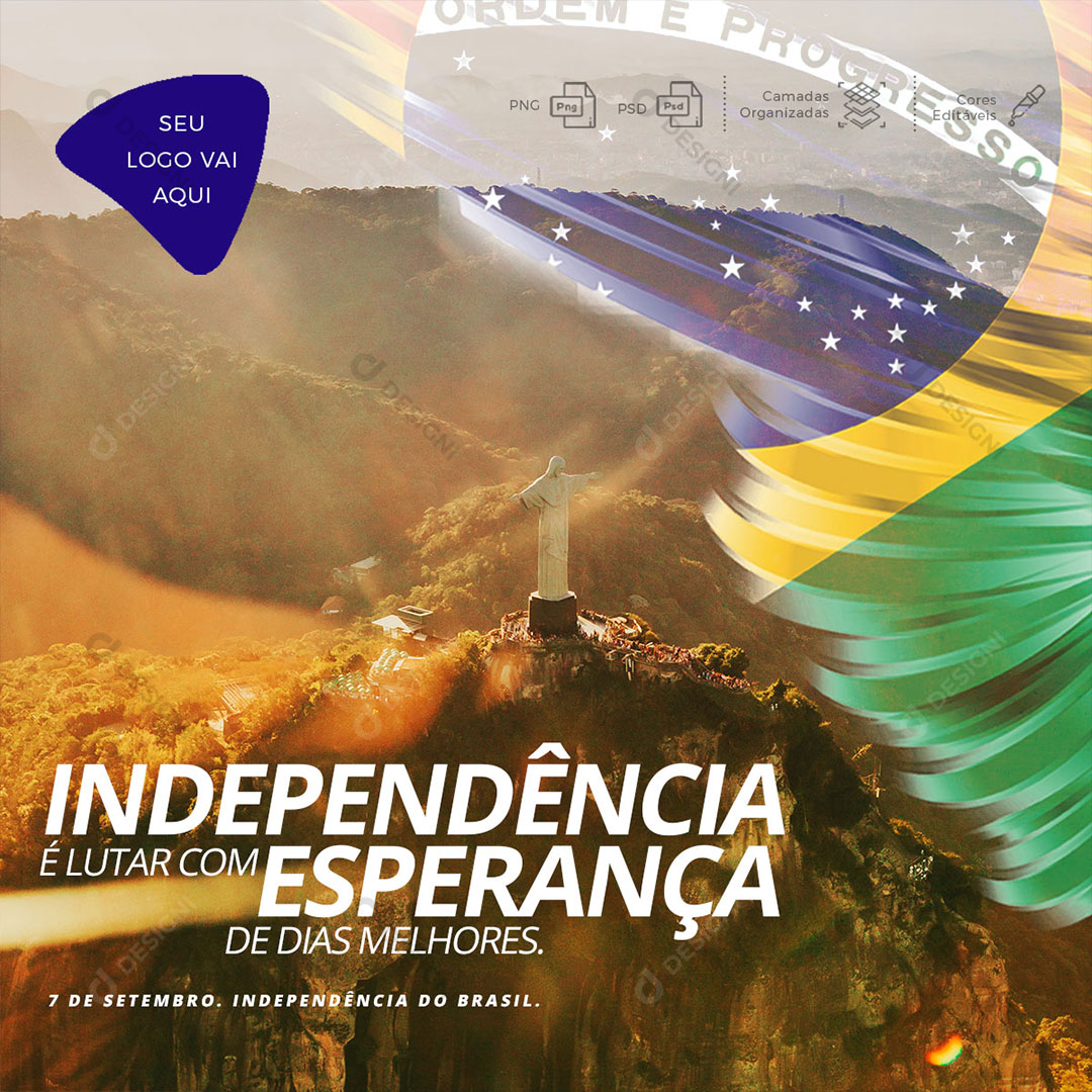 Independência é Lutar Com Esperança Social Media PSD Editável