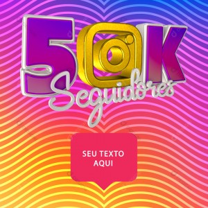 Elemento 3D 50K Seguidores Instagram Para Composição PSD Editável