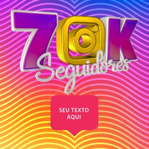 Elemento 3D 70K Seguidores Instagram Para Composição PSD Editável