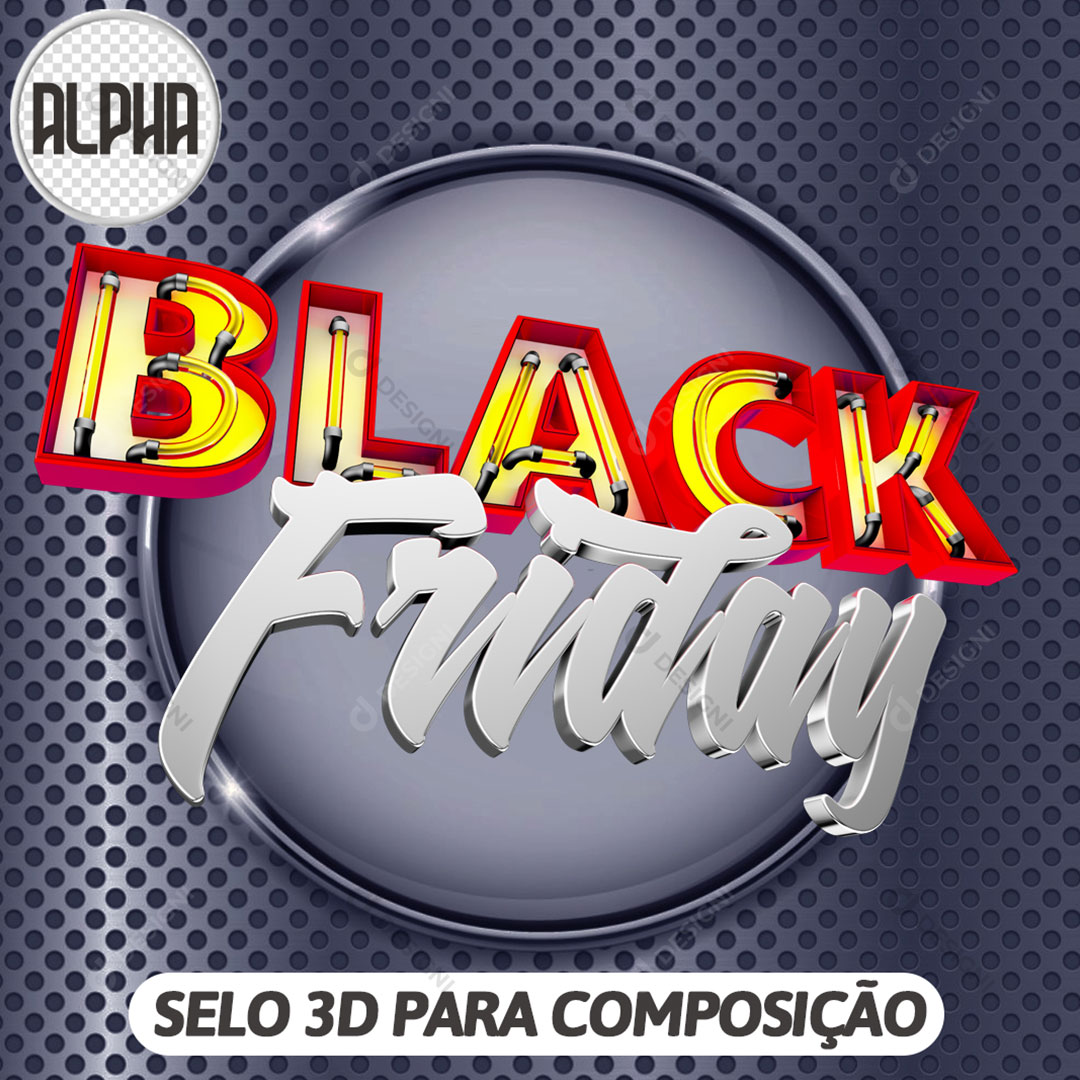 Black Friday Selo 3D Para Composição PNG Transparente Sem Fundo