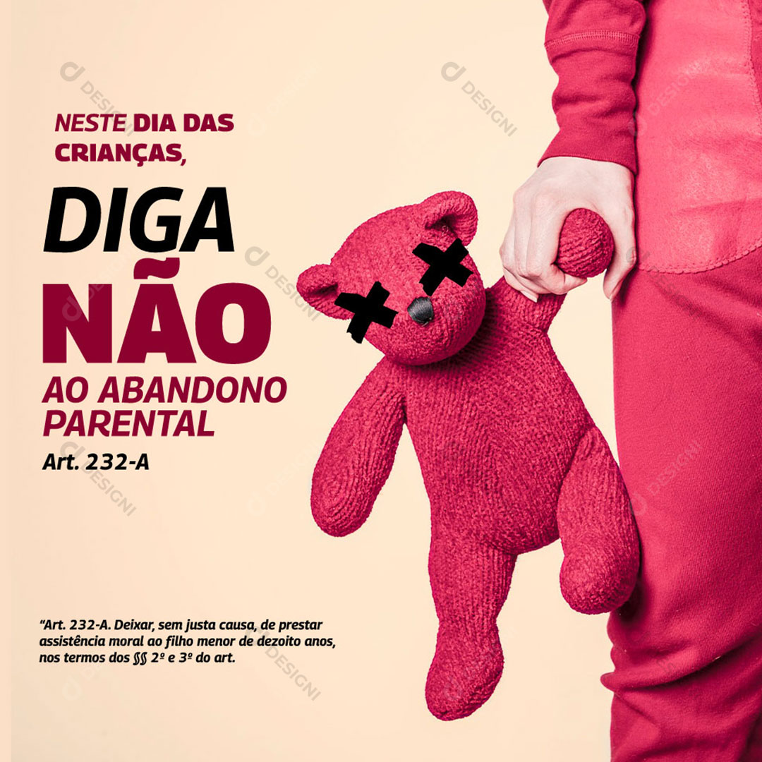 Neste Dia das Crianças Diga Não Social Media PSD Editável