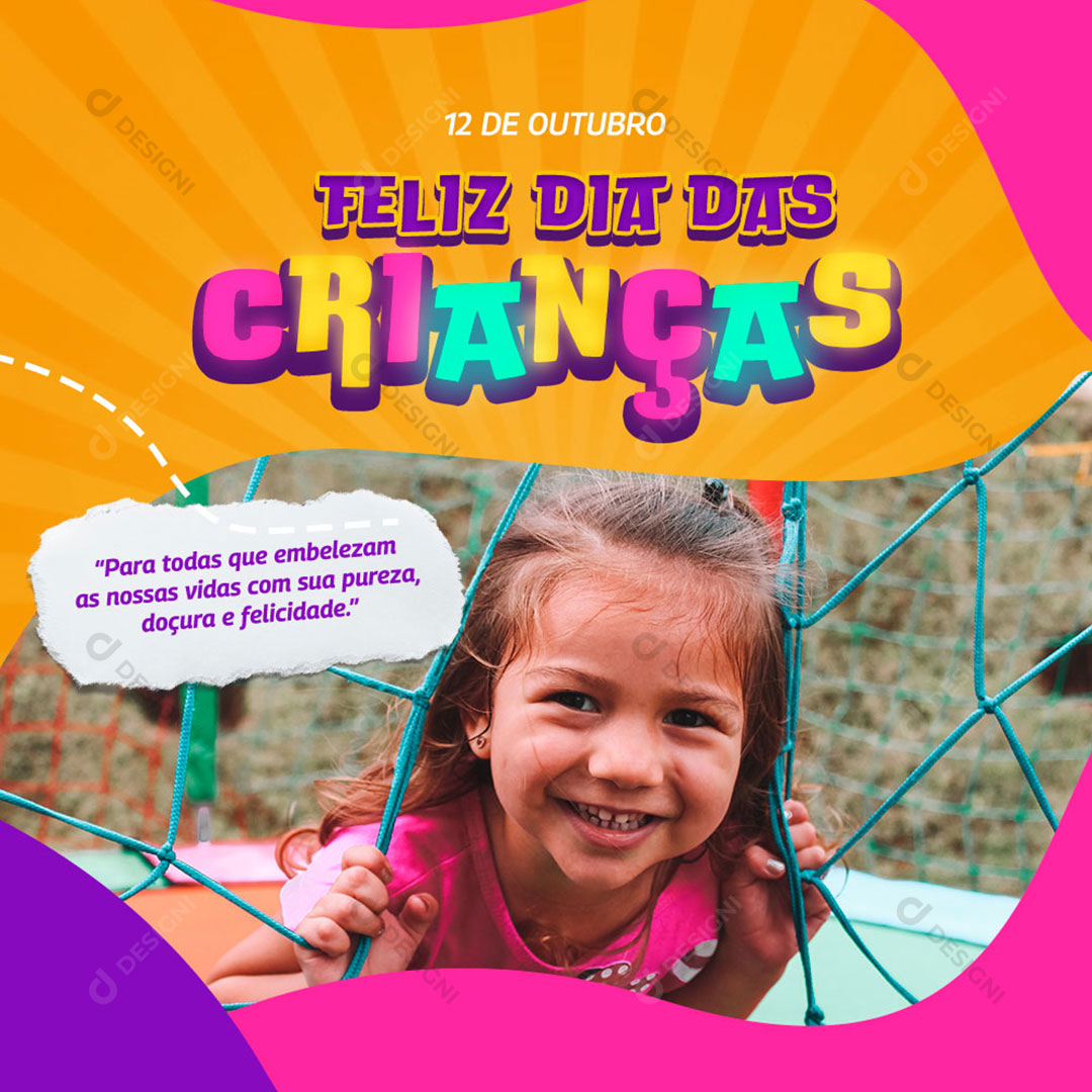 Data Comemorativa Feliz Dia das Crianças Social Media PSD Editável