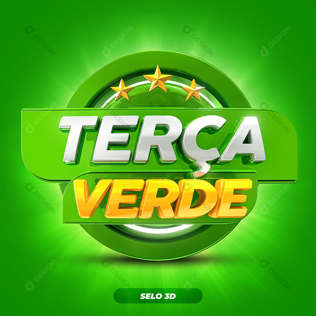 Terça Verde Selo 3D Para Composição PSD Editável