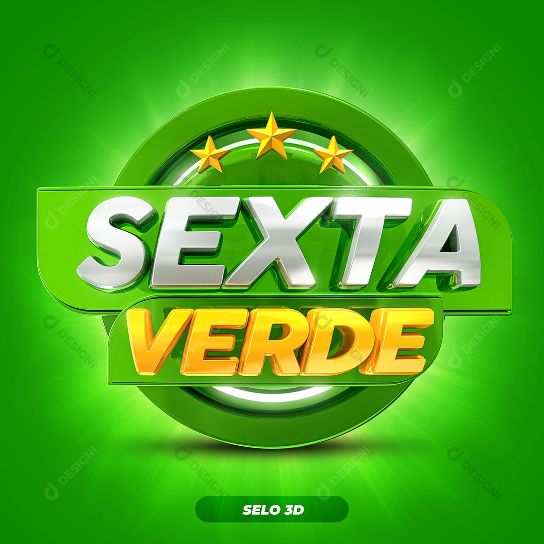 Sexta Verde Selo 3D Para Composição PSD Editável