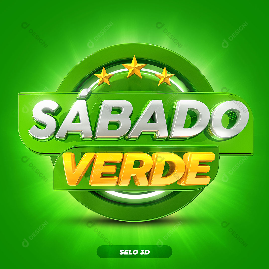 Sábado Verde Selo 3D Para Composição PSD Editável
