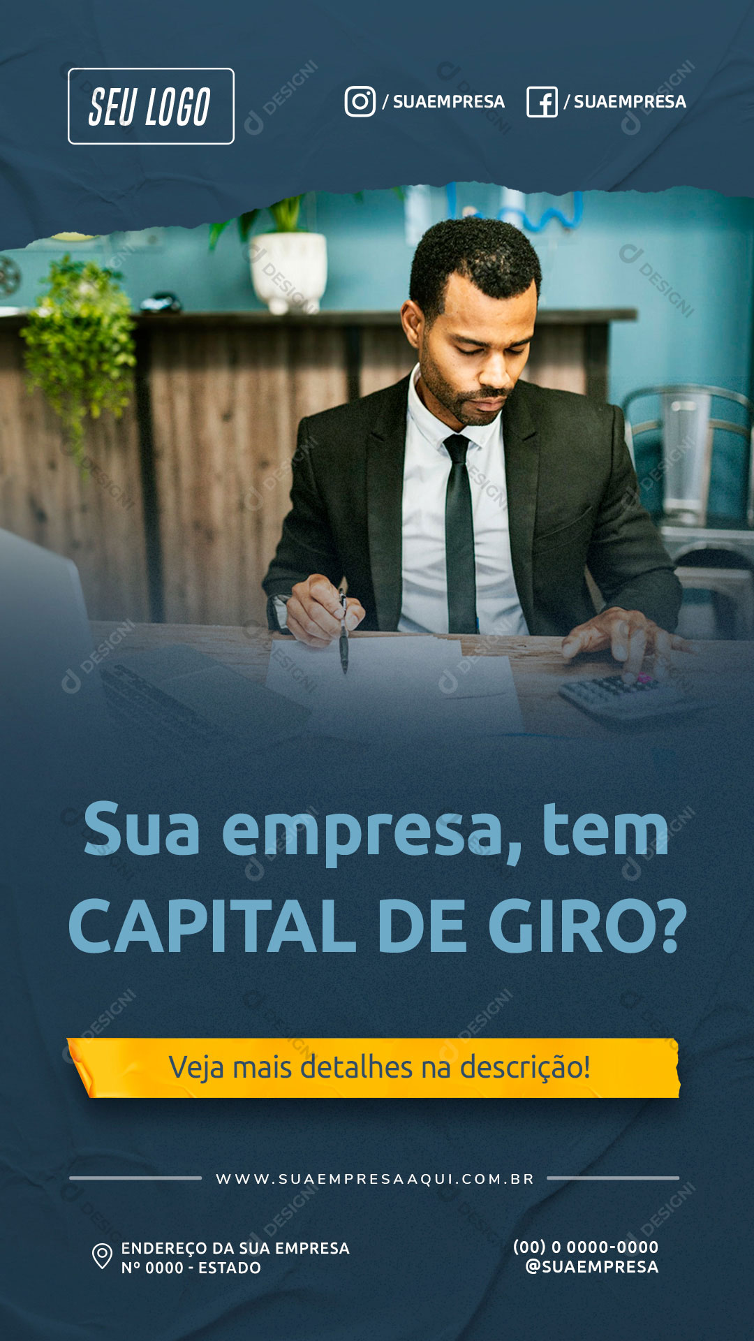 Story Sua Empresa Tem Capital de Giro Social Media PSD Editável