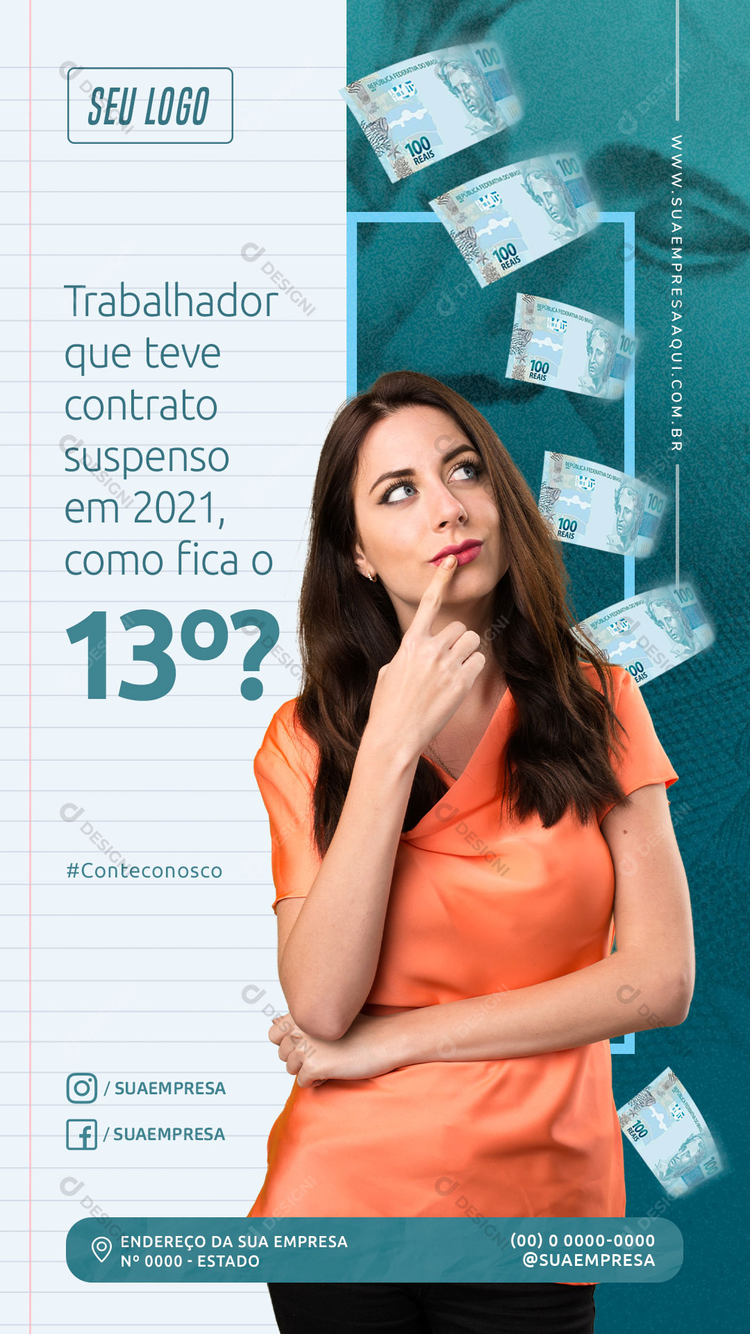Story Contrato Suspenso em 2021 Como Fica o 13° Social Media PSD Editável