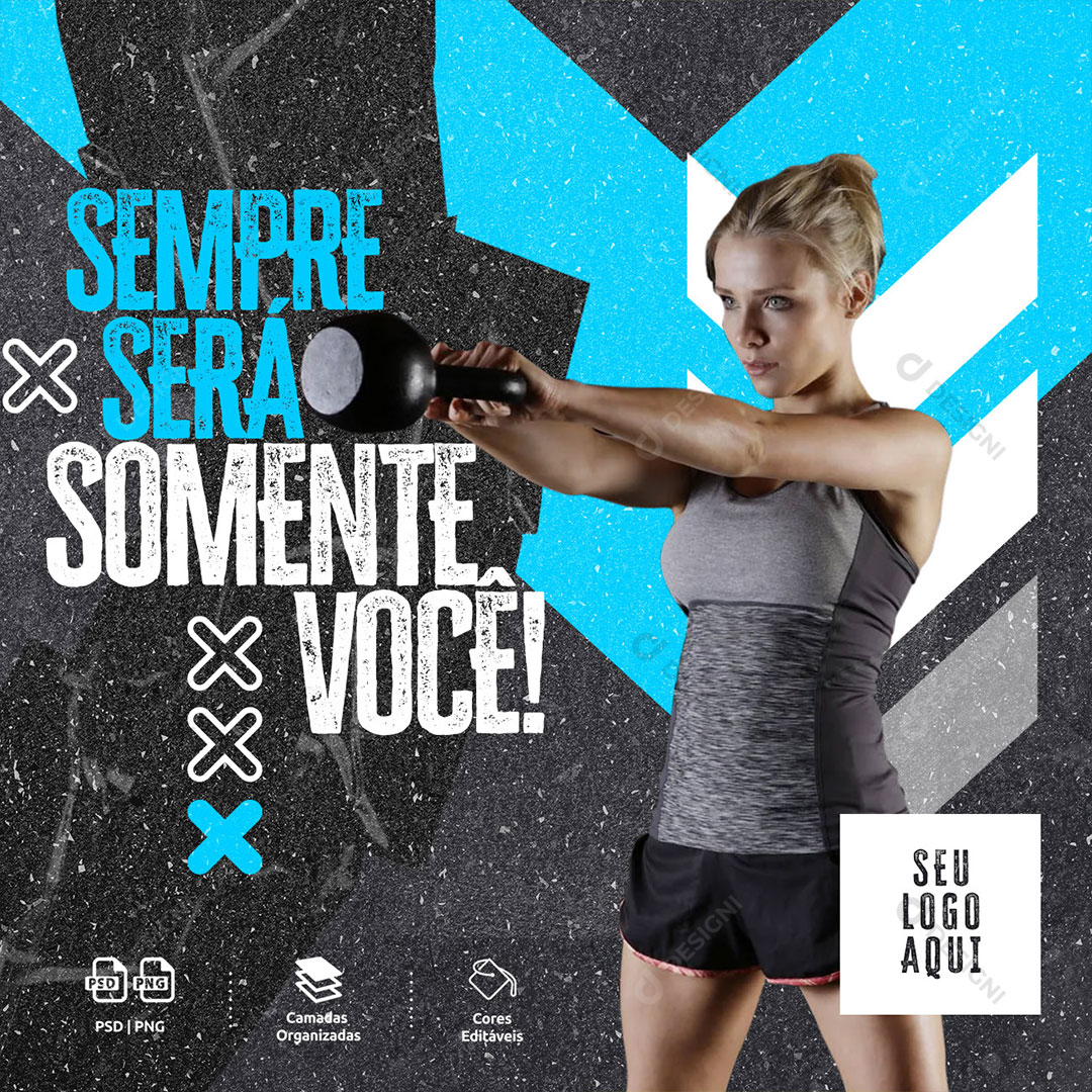 Post Academia Sempre Será Somente Você Social Media PSD Editável