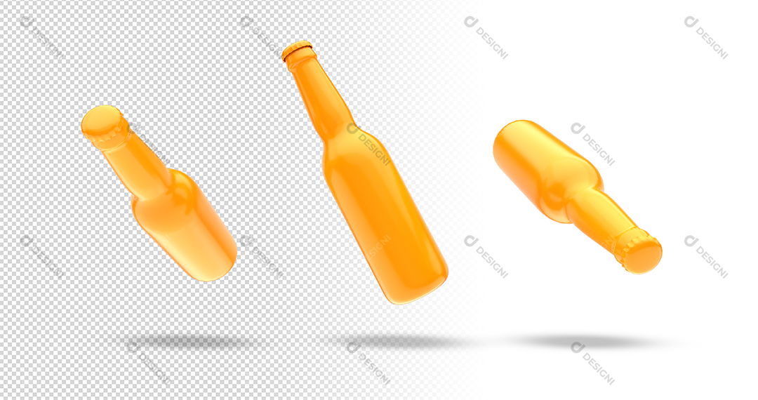 Elementos 3D Garrafas Laranjadas PNG Transparente Sem Fundo