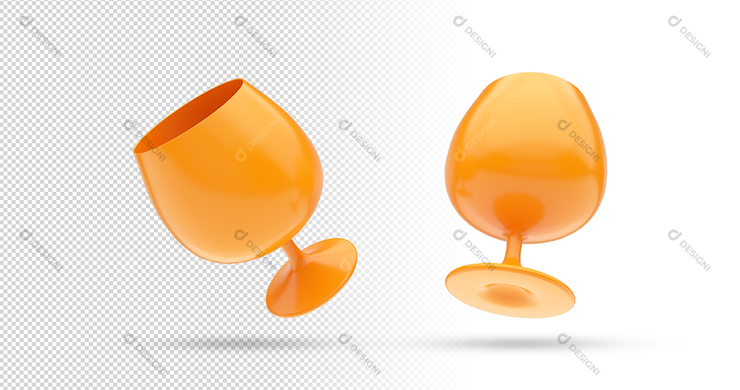 Elementos 3D Taças Laranjadas PNG Transparente Sem Fundo