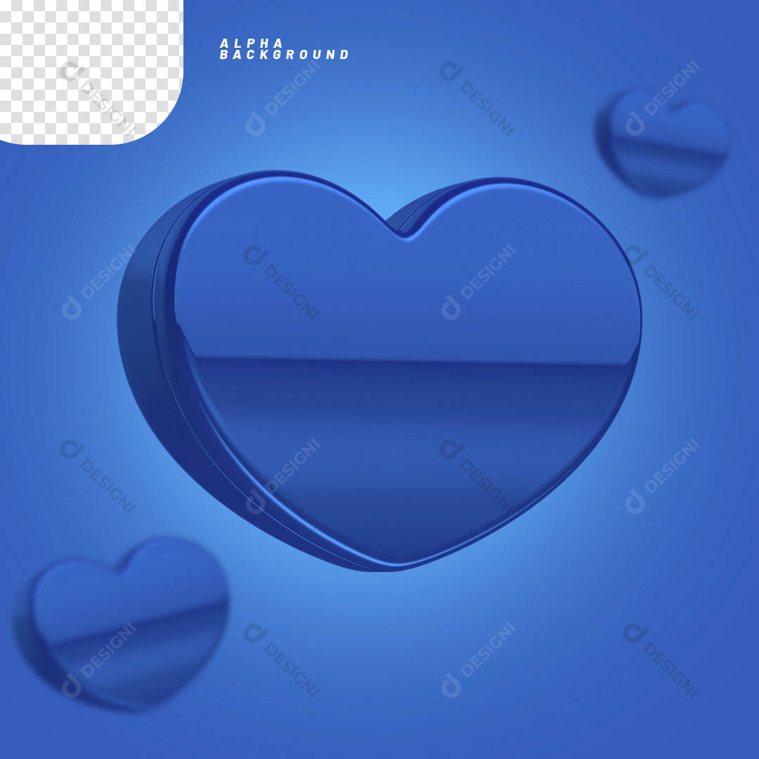 Elemento 3D Coração Azul PNG Transparente Sem Fundo