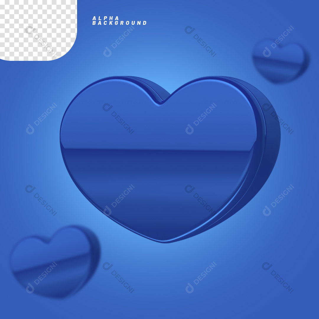 Elemento 3D Coração Azul PNG Transparente Sem Fundo