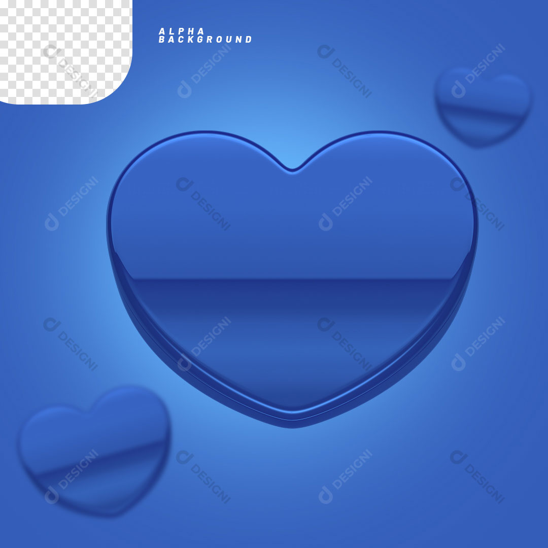 Elemento 3D Coração Azul PNG Transparente Sem Fundo