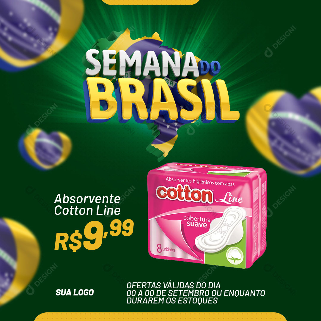 Post Supermercado Semana do Brasil Produto Social Media PSD Editável