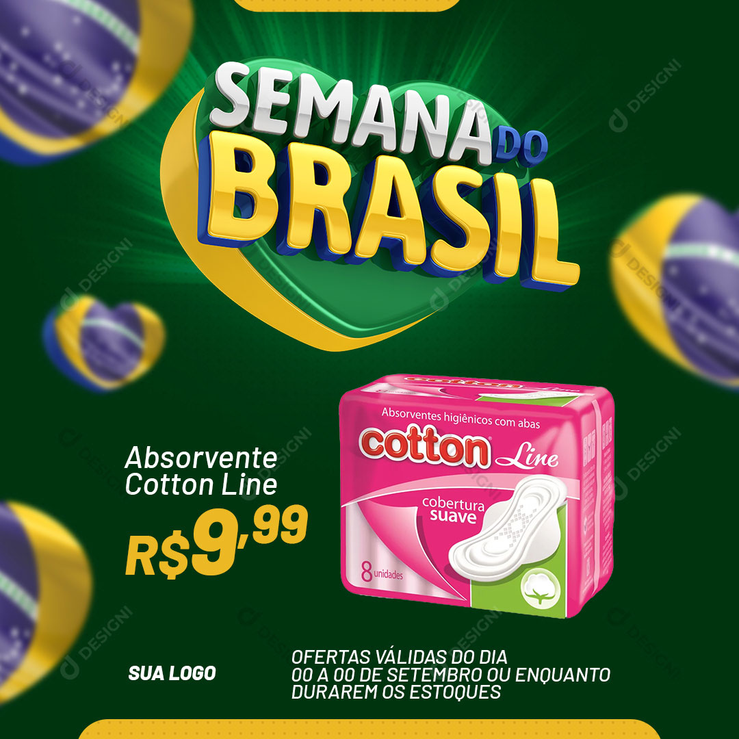 Post Supermercado Semana do Brasil Produto Social Media PSD Editável