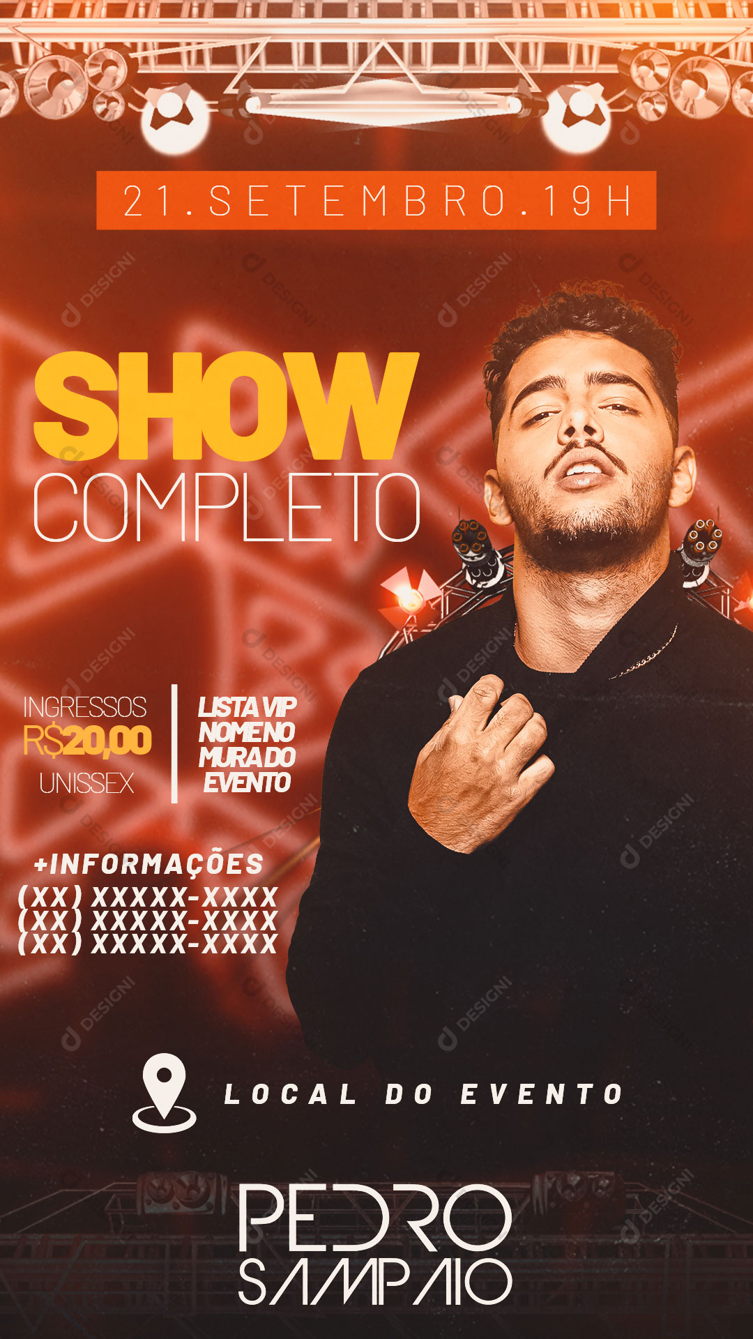 Story Flyer Show Completo Artista Pedro Sampaio Social Media PSD Editável