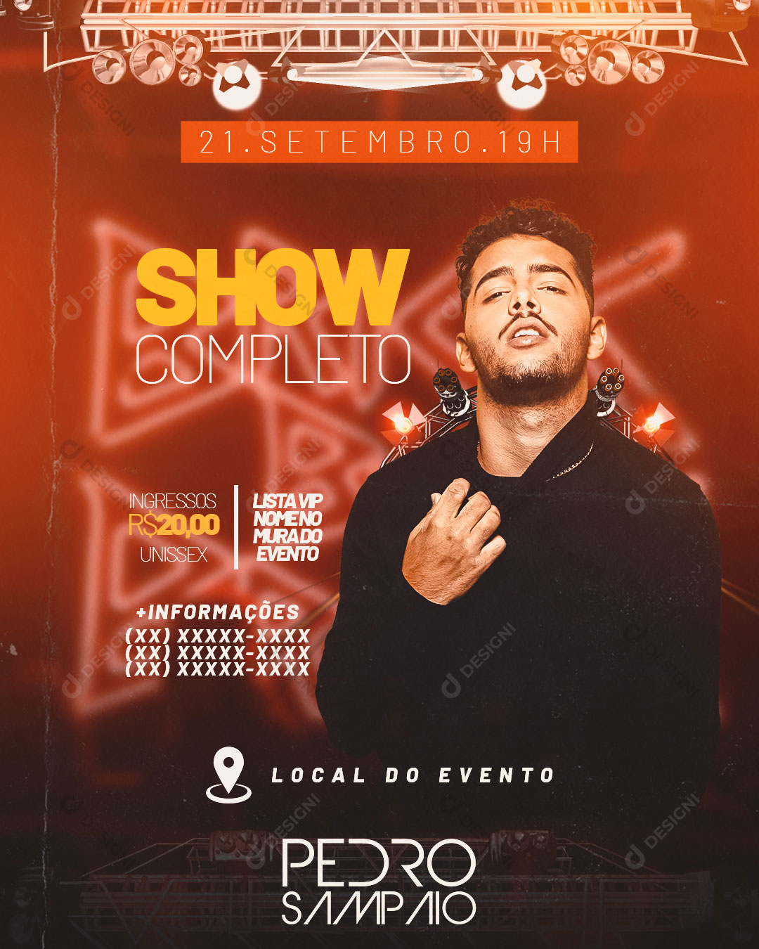 Post Flyer Show Completo Artista Pedro Sampaio Social Media PSD Editável