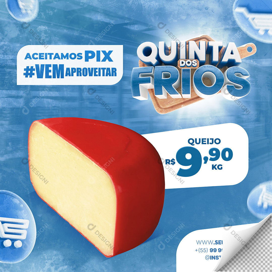 Quinta dos Frios Queijo Social Media PSD Editável