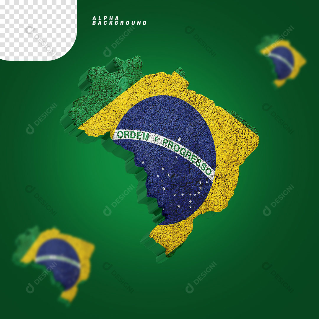 Mapa do Brasil Elemento 3D Para Composição PNG Transparente