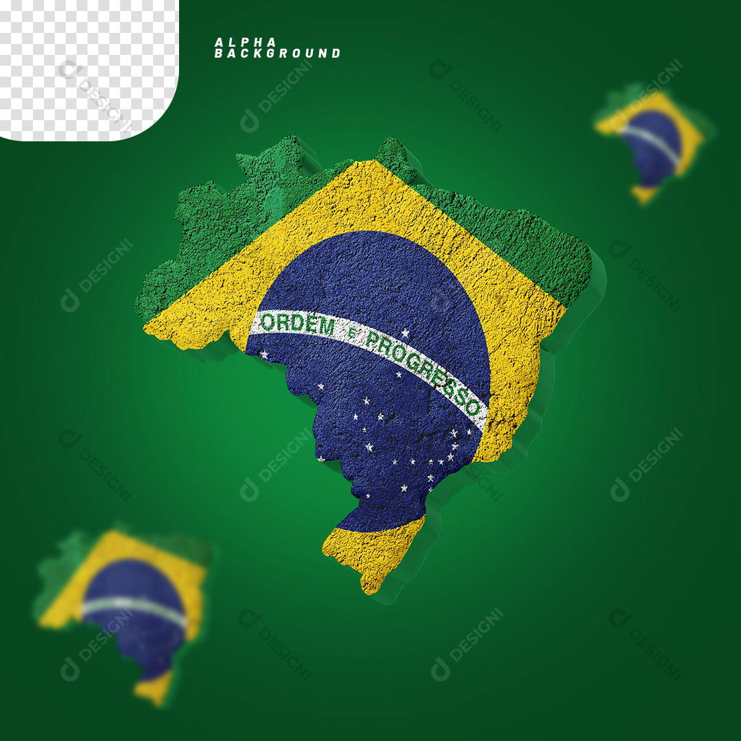 Mapa do Brasil Elemento 3D Para Composição PNG Transparente