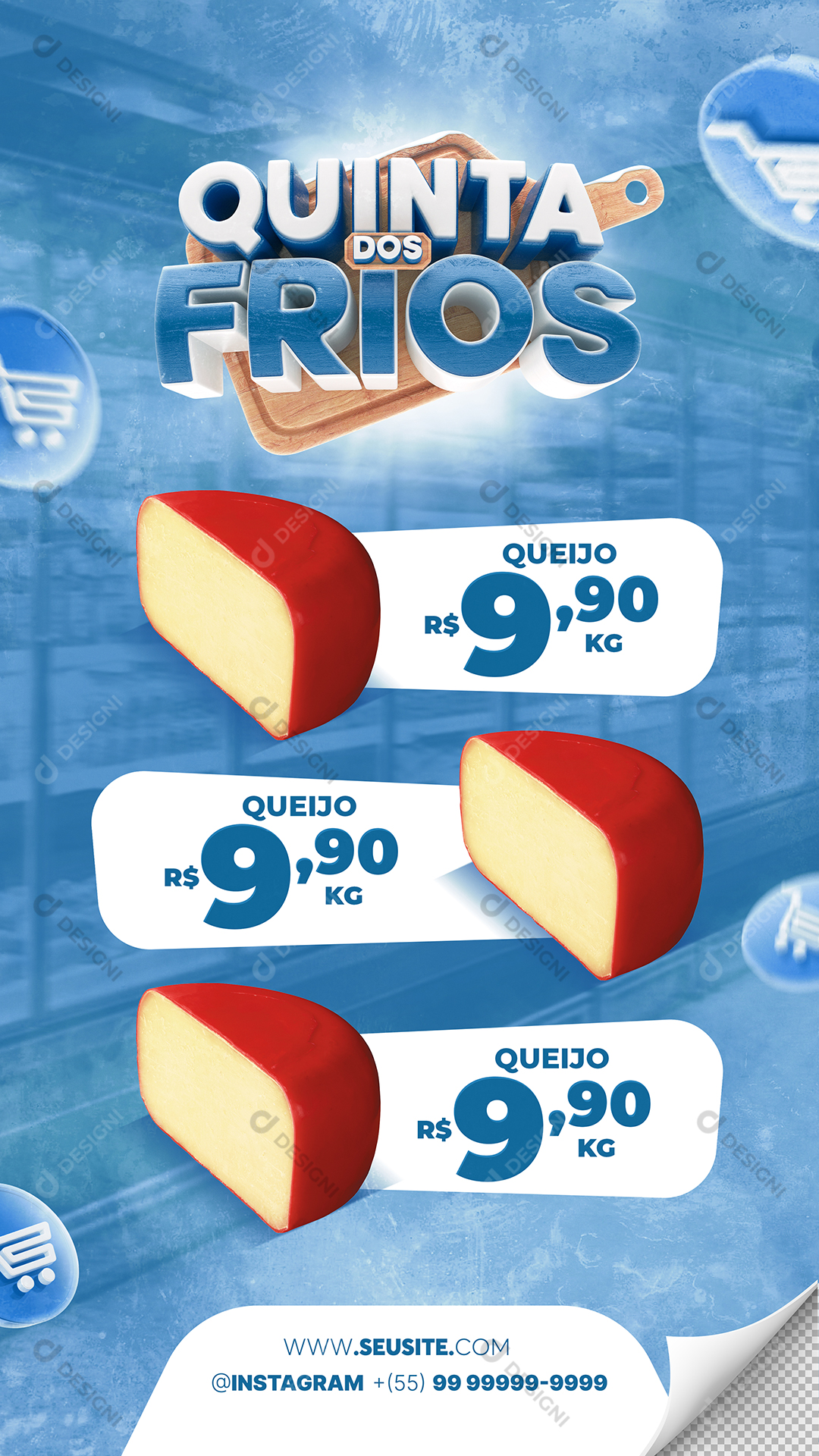 Quinta dos Frios Queijos Stories Social Media PSD Editável