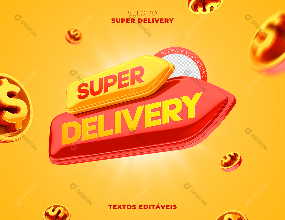 Selo 3D para Composição Super Delivery PSD