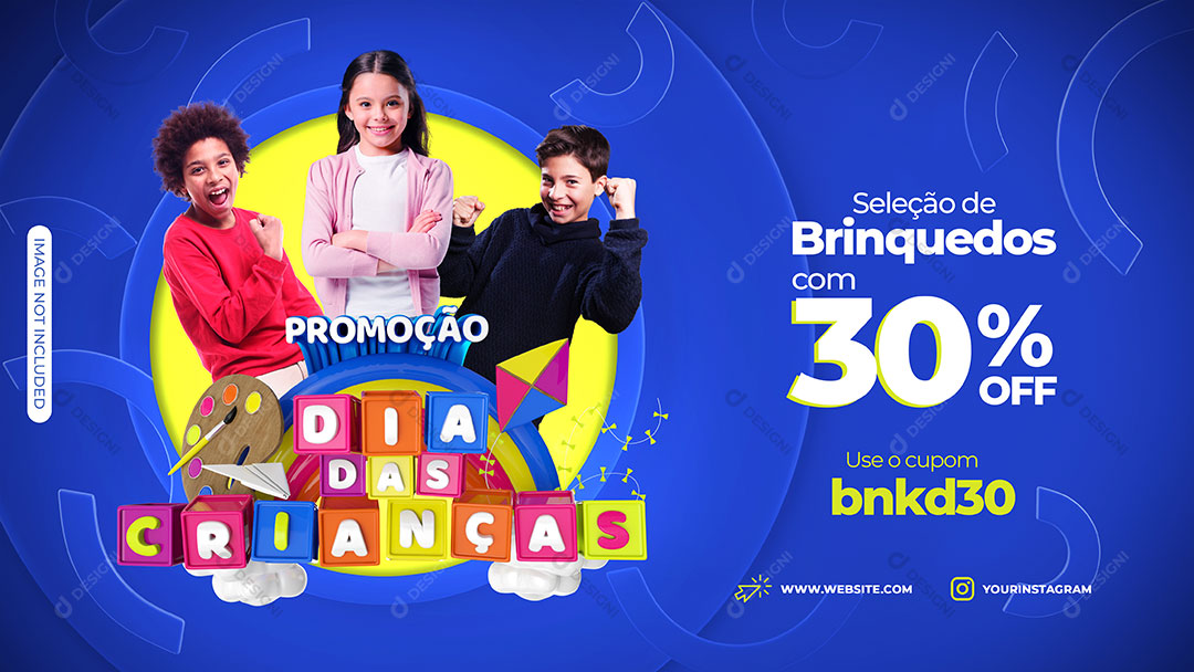 Promoção Dia Das Crianças 30% Desconto Social Media PSD Editável