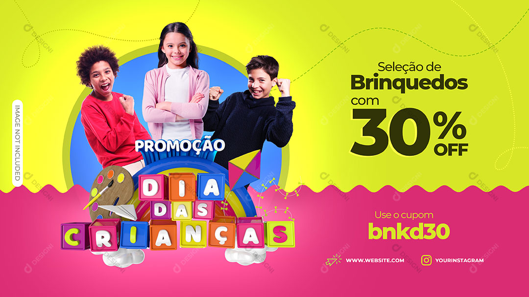 Promoção Dia Das Crianças 30% Desconto Social Media PSD Editável