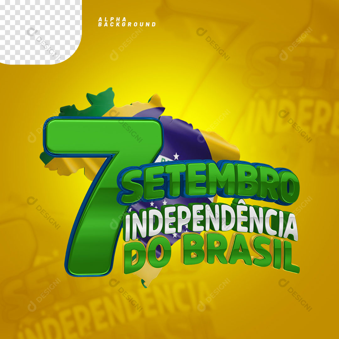 7 de Setembro Independência do Brasil Selo 3D PNG Transparente