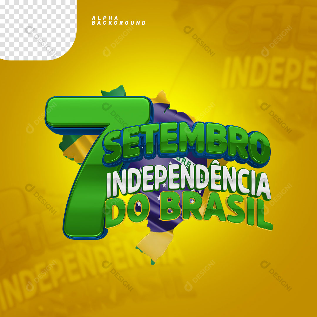 7 de Setembro Independência do Brasil Selo 3D PNG Transparente