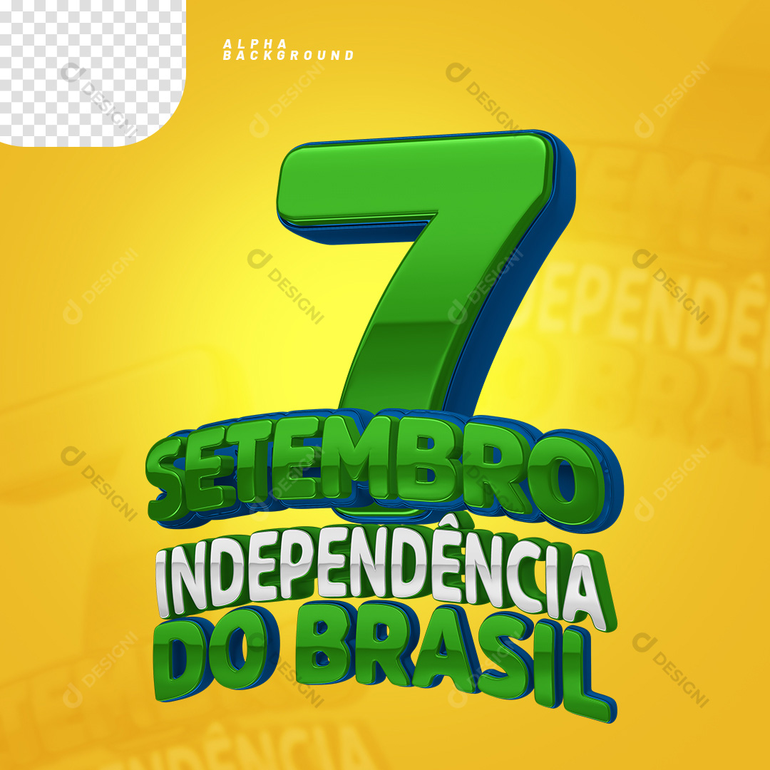 Selo 3D para Composição 7 de Setembro Independência do Brasil PNG Transparente Sem Fundo