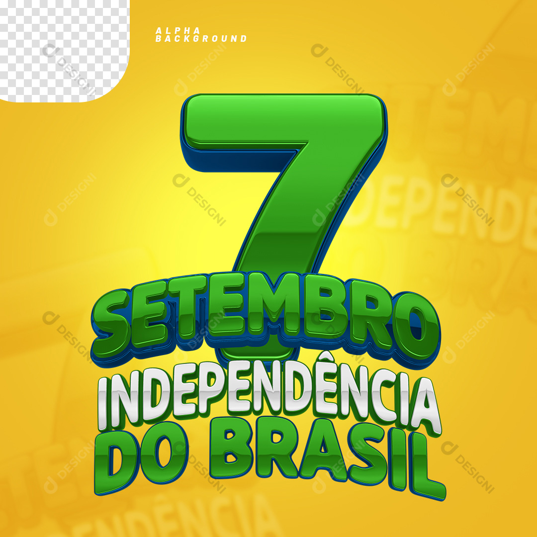 Selo 3D para Composição 7 de Setembro Independência do Brasil PNG Transparente Sem Fundo