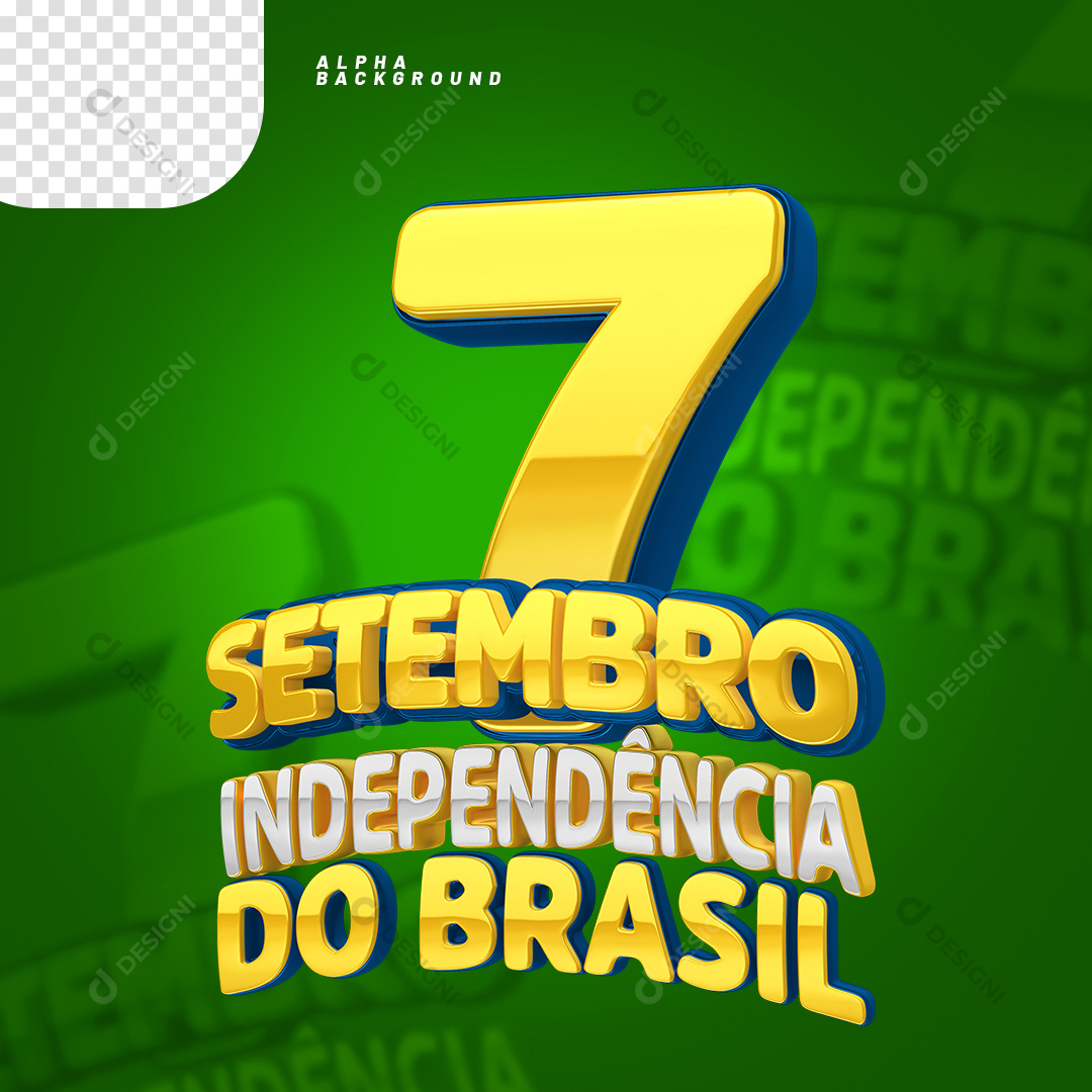 Selo 3D para Composição 7 de Setembro Independência do Brasil PNG Transparente Sem Fundo