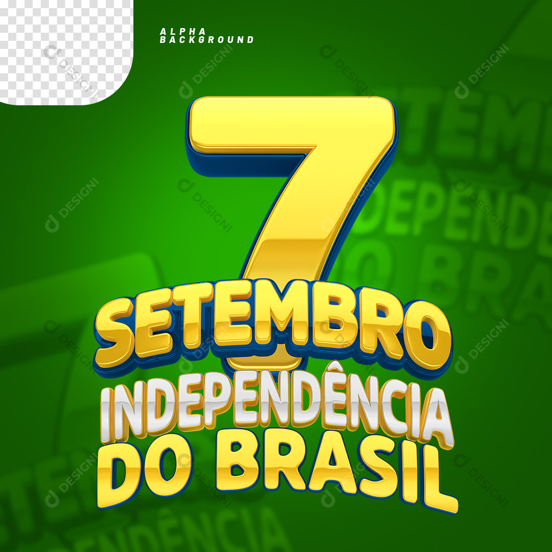 Selo 3D para Composição 7 de Setembro Independência do Brasil PNG Transparente Sem Fundo