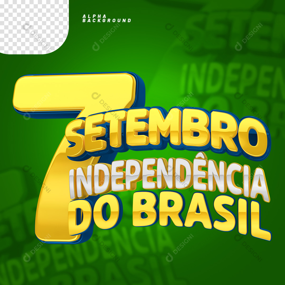 Selo 3D para Composição 7 de Setembro Independência do Brasil PNG Transparente Sem Fundo