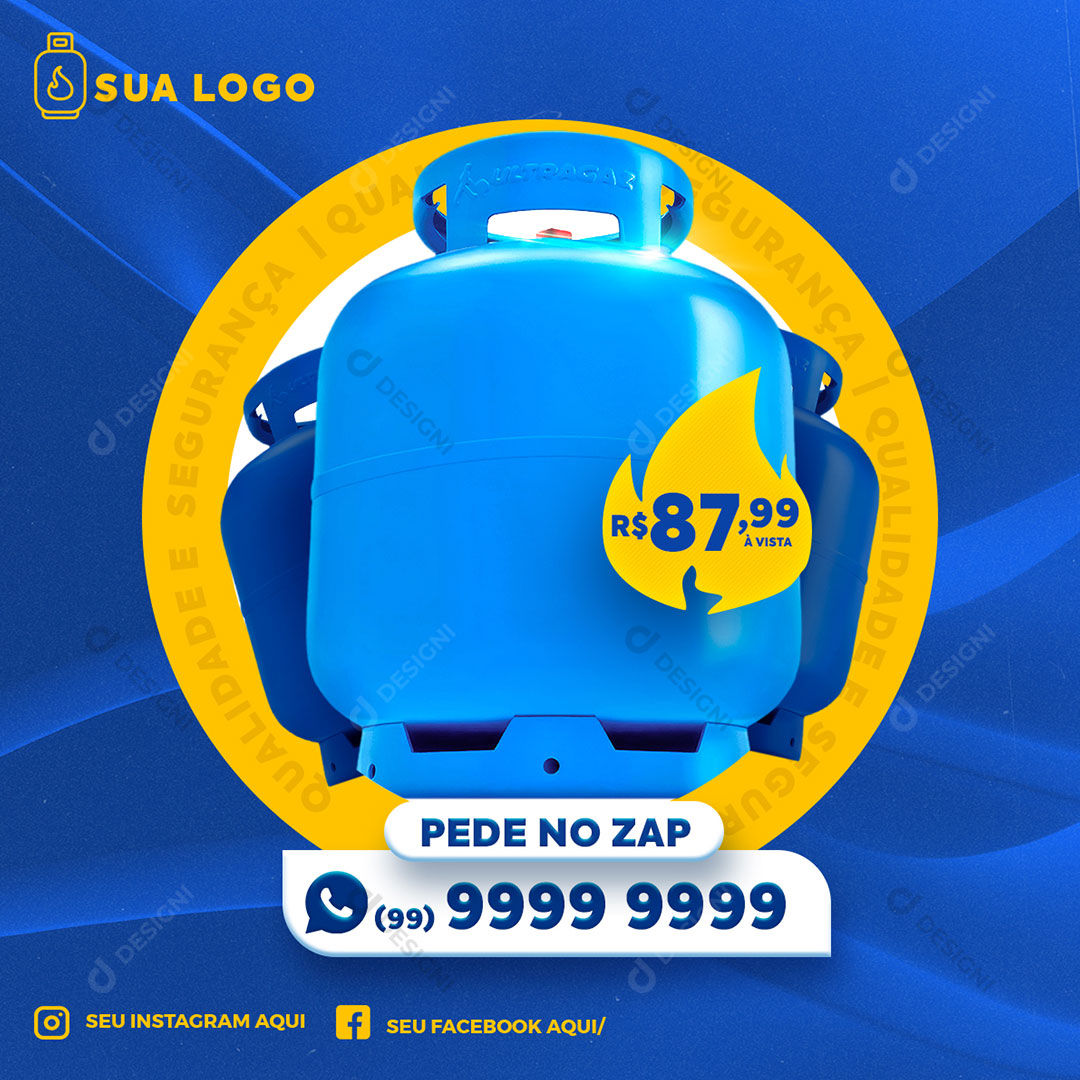 Post Supermercado Pede no Zap Gás Social Media PSD Editável