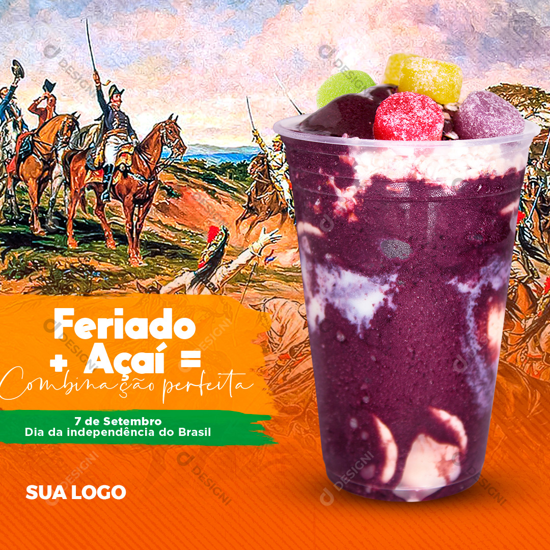 Açaí Feriado 7 Setembro Social Media PSD Editável