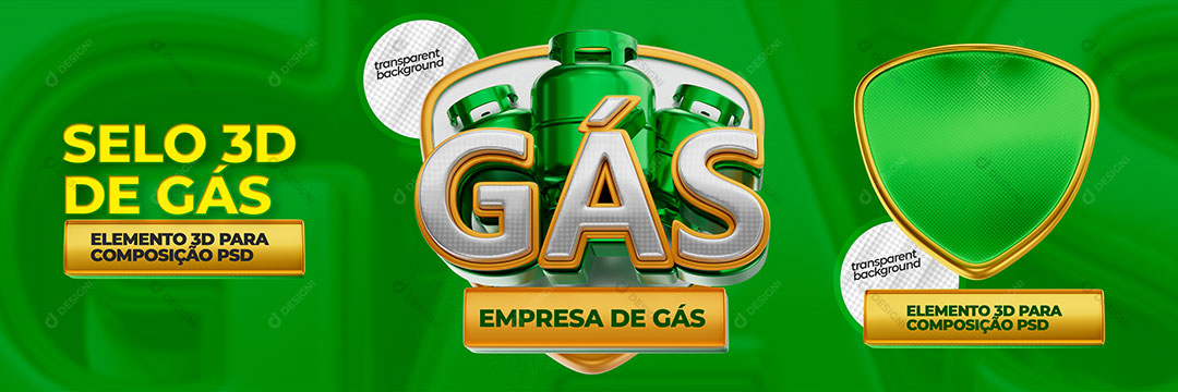 Empresa de Gás Selo 3D Para Composição PSD Editável