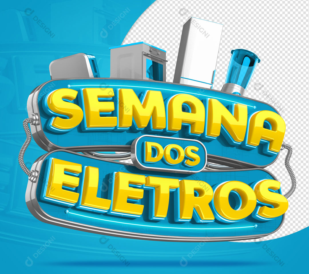 Semana dos Eletros Selo 3D Azul Para Composição PSD