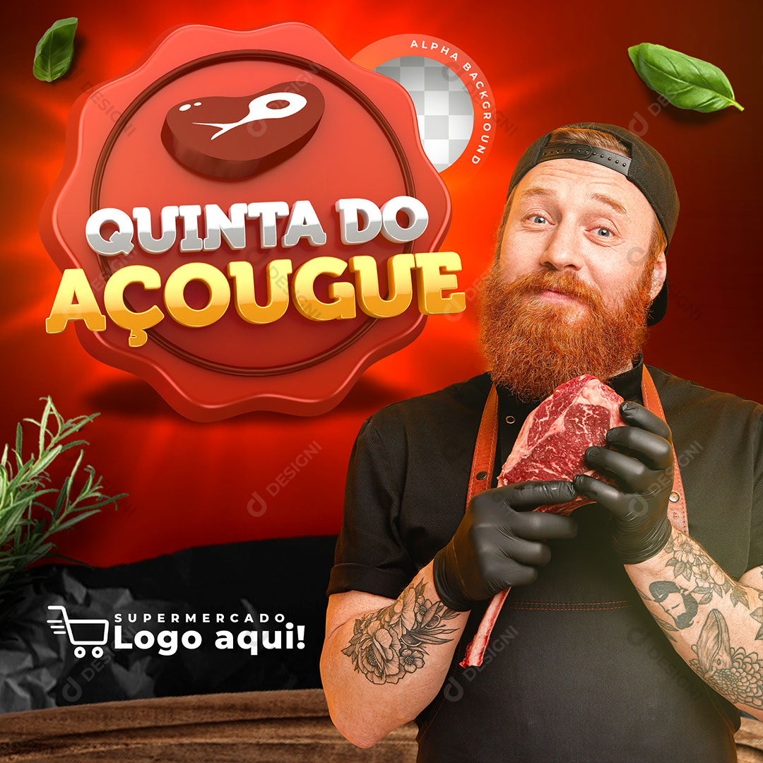 Post Quinta do Açougue Carne Social Media PSD Editável