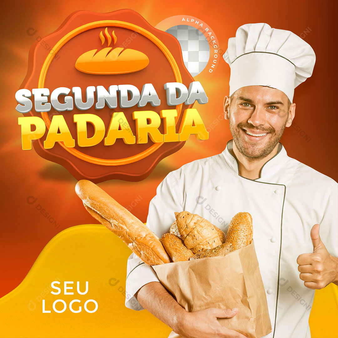 Post Segunda da Padaria Social Media PSD Editável