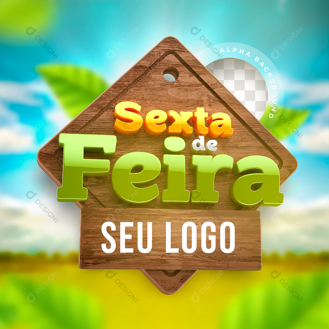 Sexta de Feira Selo 3D Para Composição PSD Editável