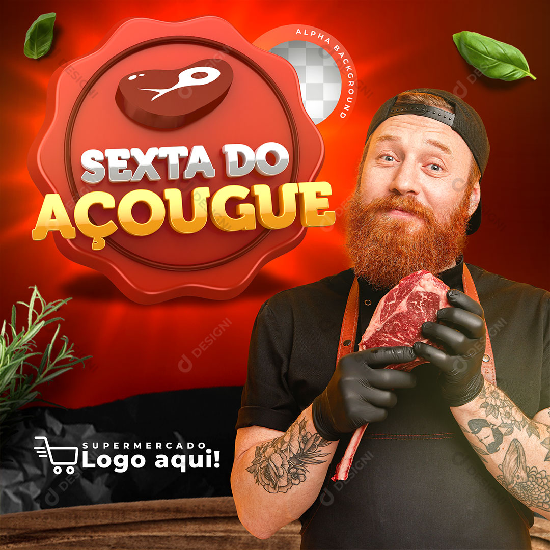 Post Sexta do Açougue Carne Social Media PSD Editável