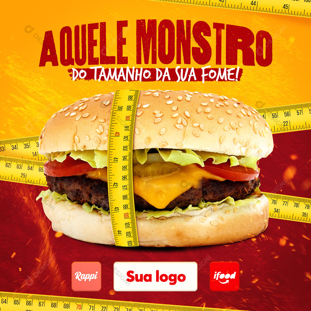 Post Hamburgueria Aquele Monstro Social Media PSD Editável