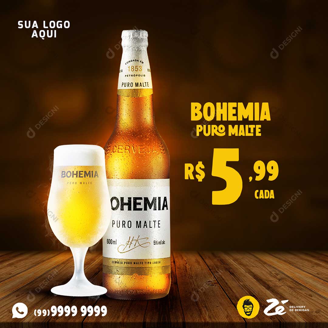 Bohemia Puro Malte Social Media PSD Editável