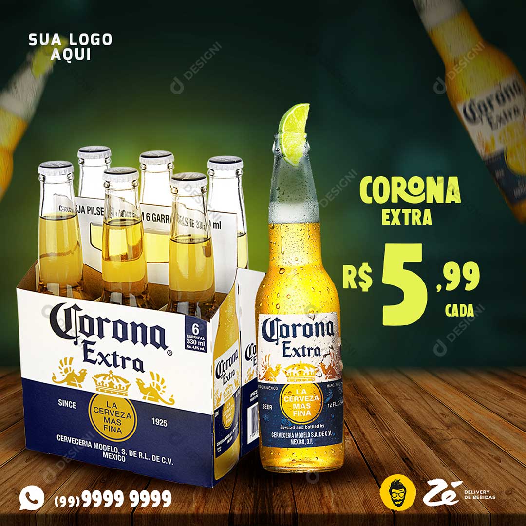 Caixa Corona Extra Social Media PSD Editável