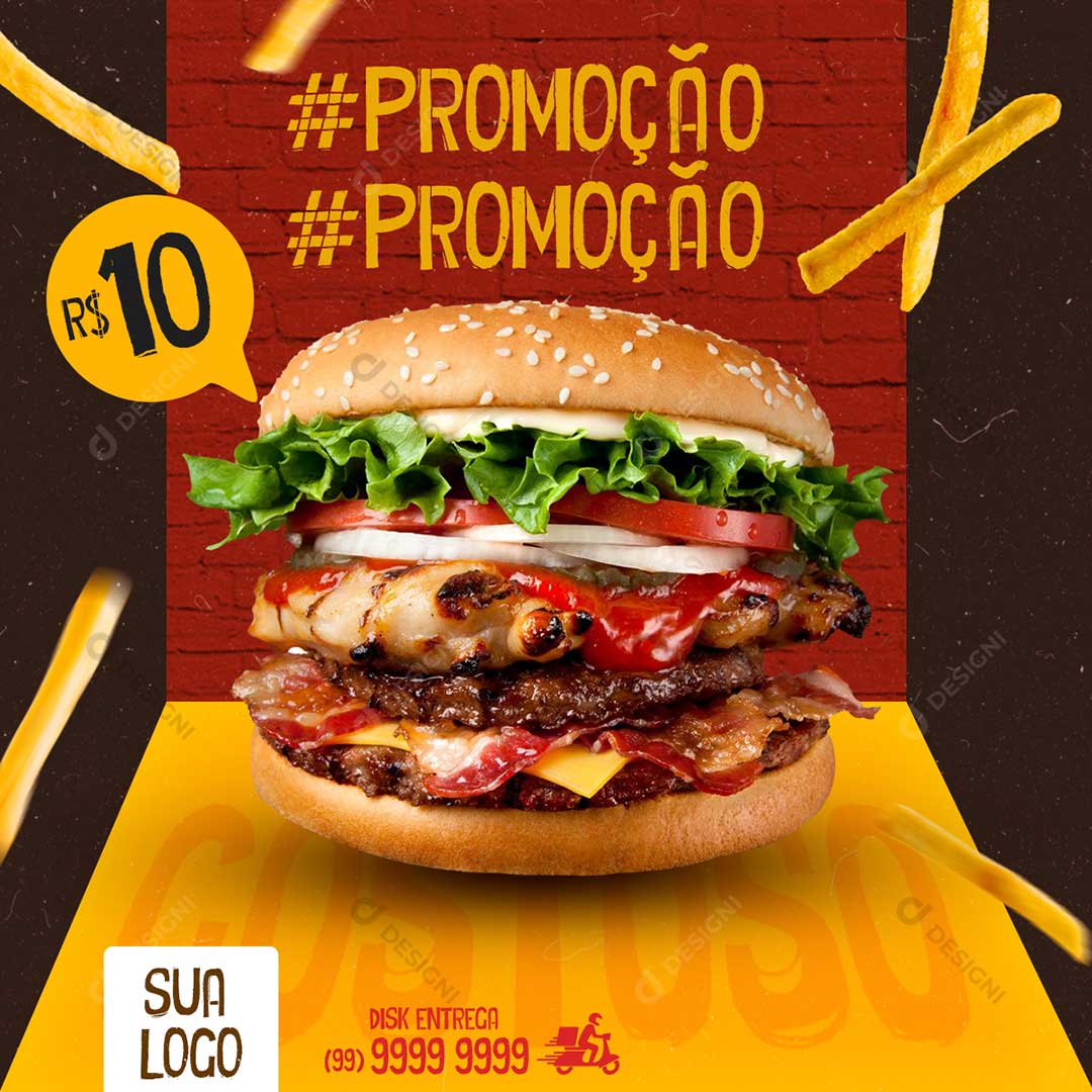 Promoção Hambúrguer Social Media PSD Editável