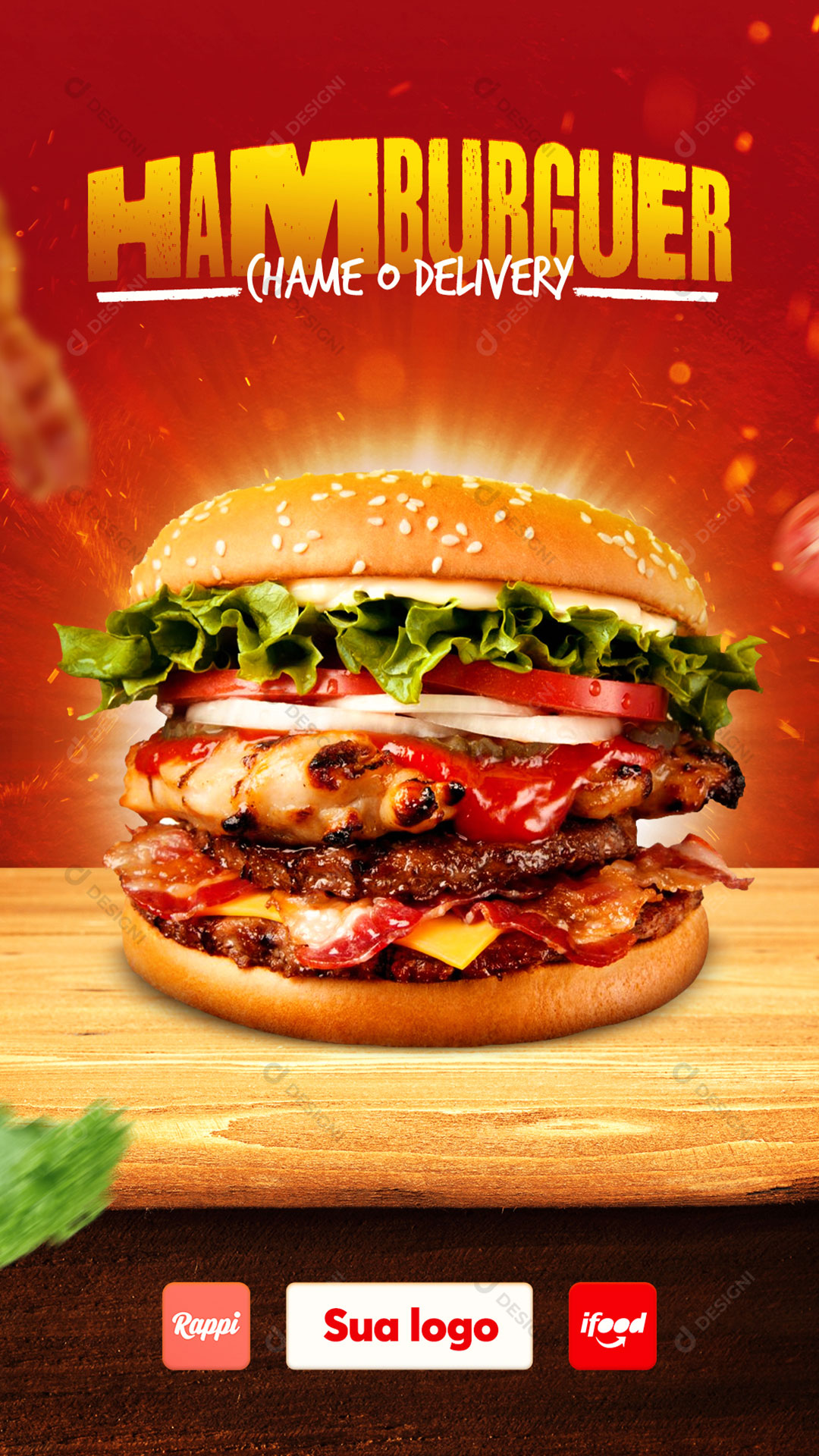 Post Story Hamburgueria Call Delivery Social Media Editable PSD