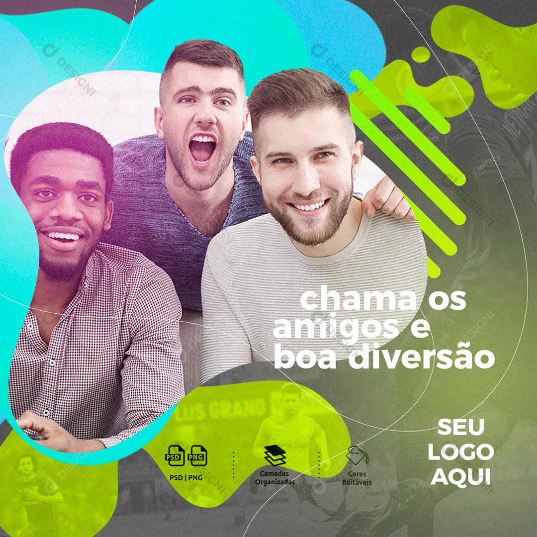 Videogame Chama os Amigos e Boa Diversão Social Media PSD Editável